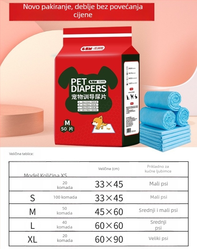 Jednokratne podloge za pse i mačke, 100 kom., nešivani materijal, upijajuće i deodorirajuće