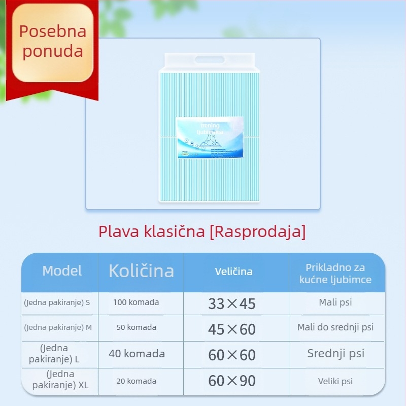 Jednokratne podloge za pse i mačke, 100 kom., nešivani materijal, upijajuće i deodorirajuće