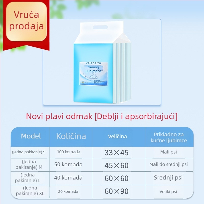 Jednokratne podloge za pse i mačke, 100 kom., nešivani materijal, upijajuće i deodorirajuće