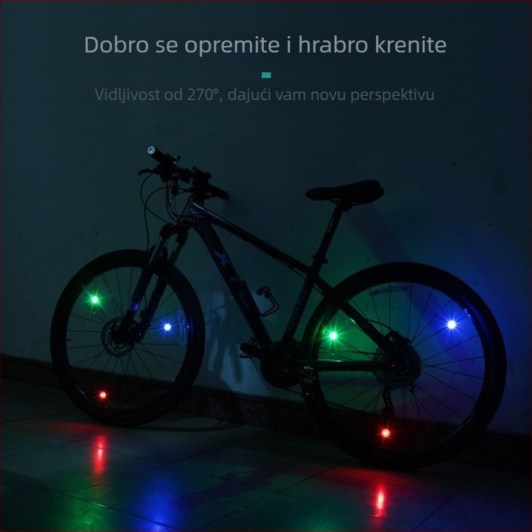 Svjetlo za ventil bicikla s LED-om, MTB drveni svjetlo na kotač, model B48-1, materijal PC, nije uvezeno, dostupne privatne marke