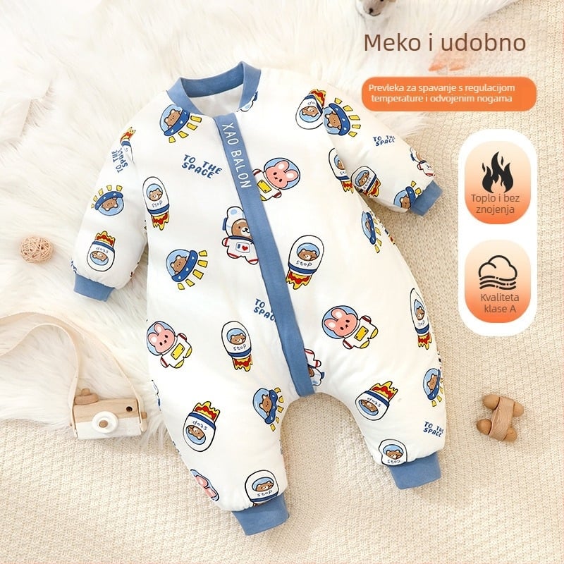 Dječji vreća za spavanje – debela, vanjska pamuk, unutarnja poliester, metalni zatvarač, crtani uzorak, pogodna za zimu, proljeće i jesen, funkcija konstantne temperature, za djecu od 1 do 3 godine