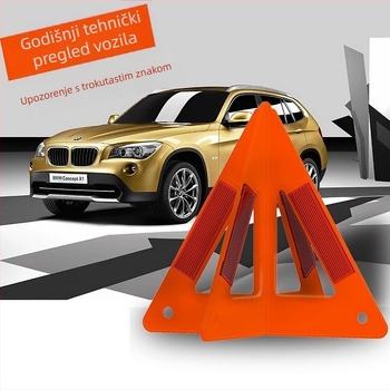 Sklopivi reflektirajući sigurnosni trokut za automobil, s tripodom, vertikalnog dizajna, za nužno parkiranje