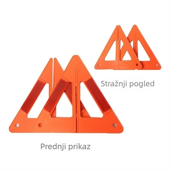 Sklopivi reflektirajući sigurnosni trokut za automobil, s tripodom, vertikalnog dizajna, za nužno parkiranje