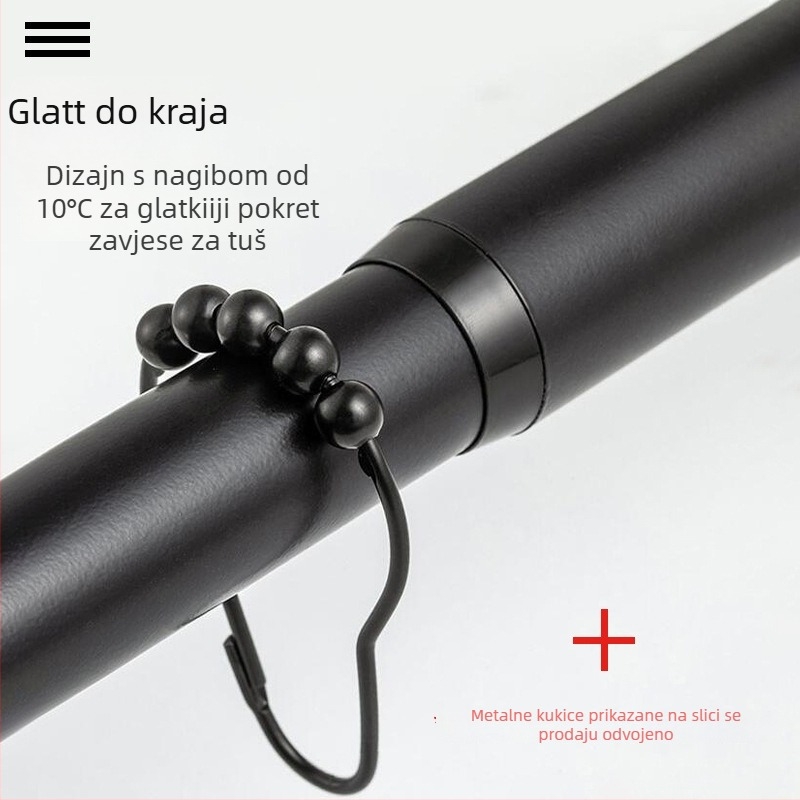 Kupaonska šipka za zavjese – bez bušenja, teleskopna, ravna šipka, za sušenje odjeće i zavjese ormara