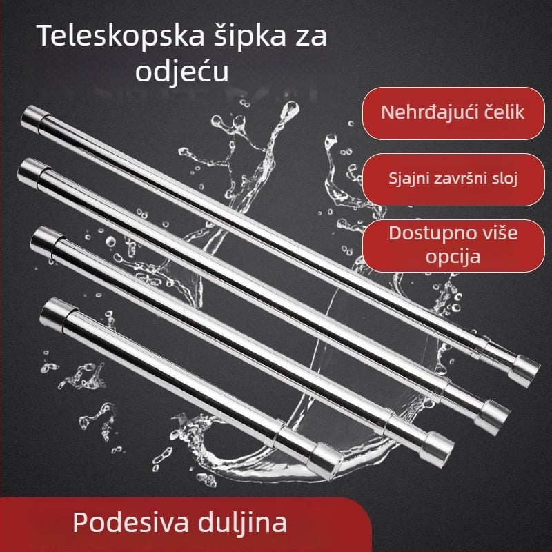 Sotegu nehrđajući čelik teleskopska šina za odjeću – polirana, modernan jednostavan stil za garderobu