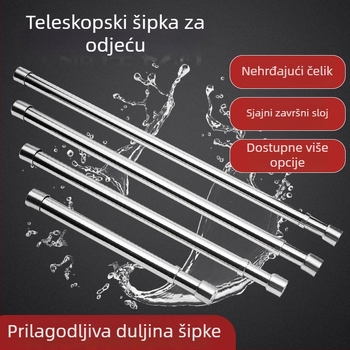 Nehrđajući čelični teleskopski štap za garderobu – ojačana šipka za odjeću, polirani završetak, moderan jednostavan stil