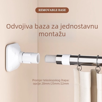 Nehrđajući čelični vodoravni štap za prozor bez čavala, izvušni zidni stalak za sušenje rublja na balkon, moderni minimalistički dizajn, predstavljen 2025.