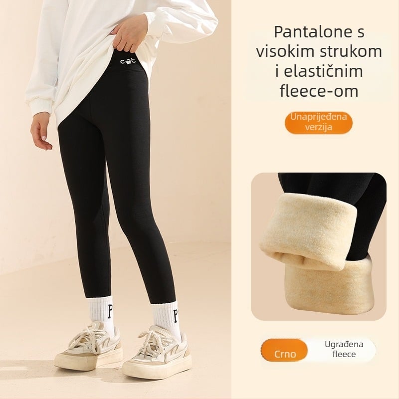 Dječje legice s fleis podstavom, debele, visokim pojasom, puna duljina, najlon 93,6%