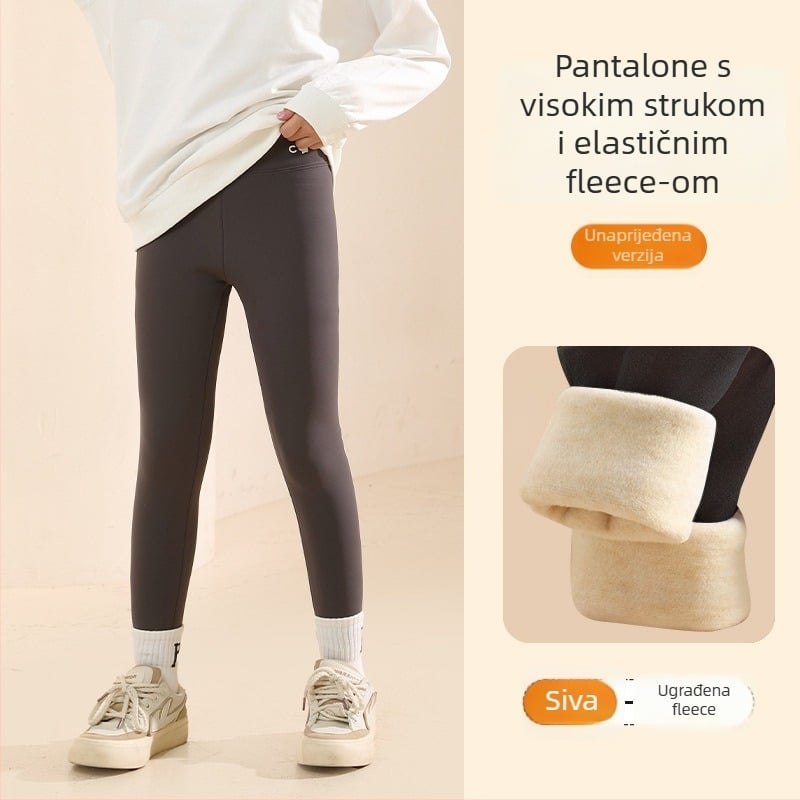 Dječje legice s fleis podstavom, debele, visokim pojasom, puna duljina, najlon 93,6%