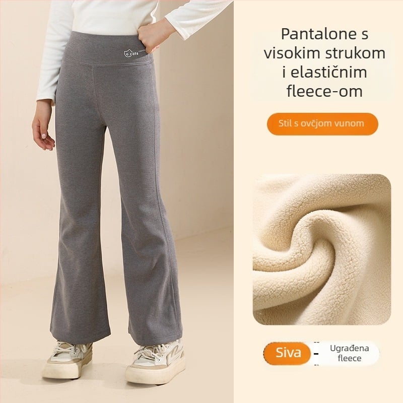 Dječje legice s fleis podstavom, debele, visokim pojasom, puna duljina, najlon 93,6%