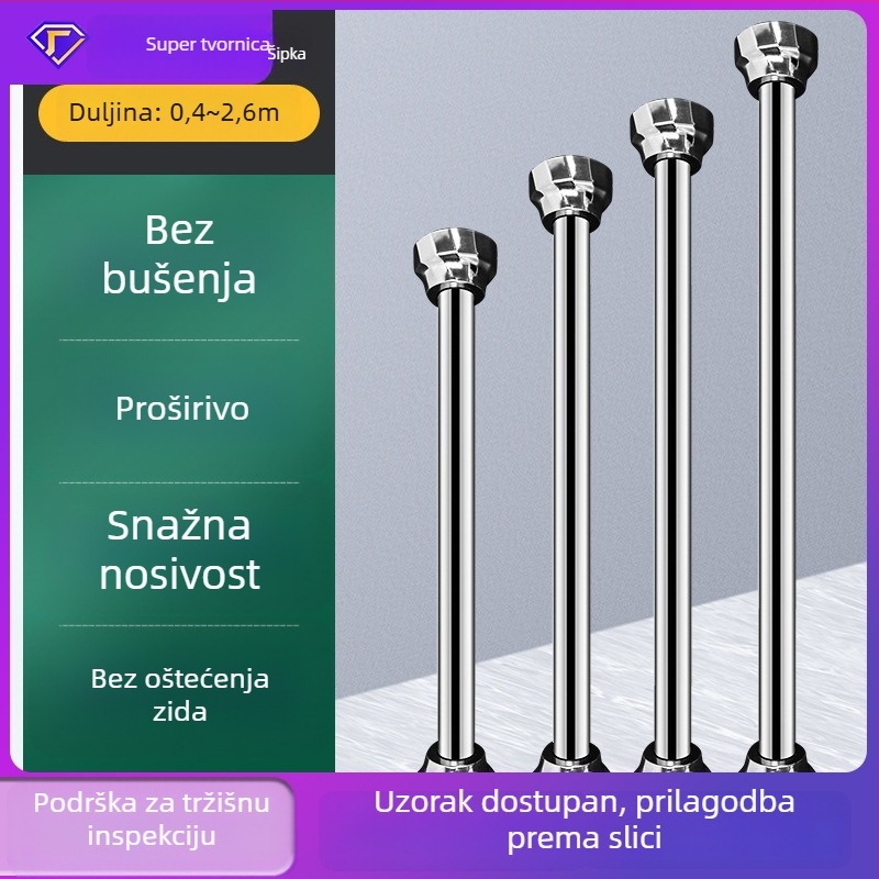 Teleskopski stalak od nehrđajućeg čelika za sušenje odjeće, bez bušenja, balkon, moderni minimalistički dizajn, ODM/Shuntiancai, 2024