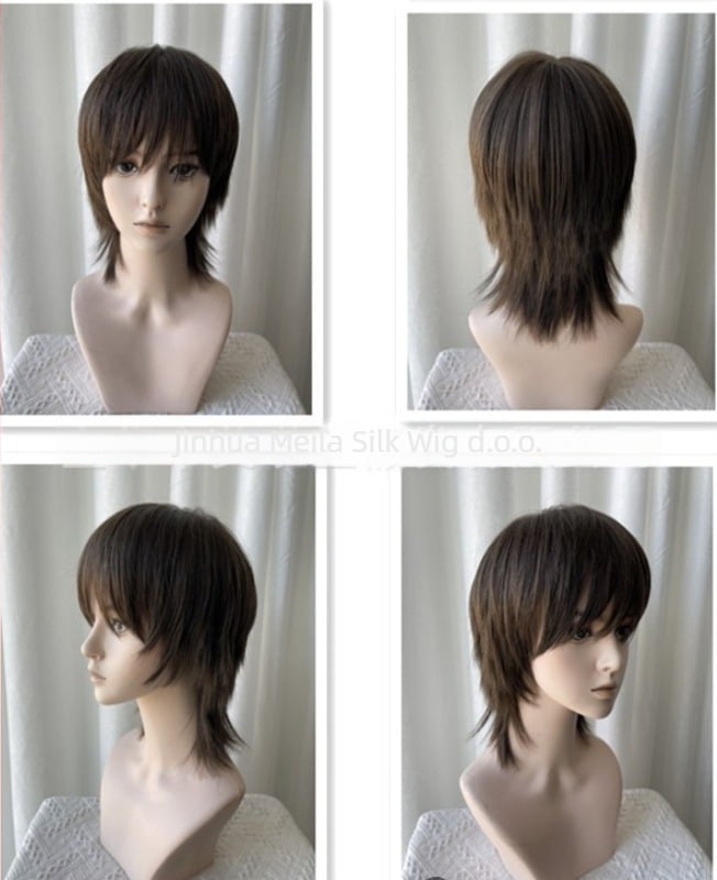 Muška perika s mullet stilom, model 525, vlakna otporna na visoke temperature, cosplay spremna