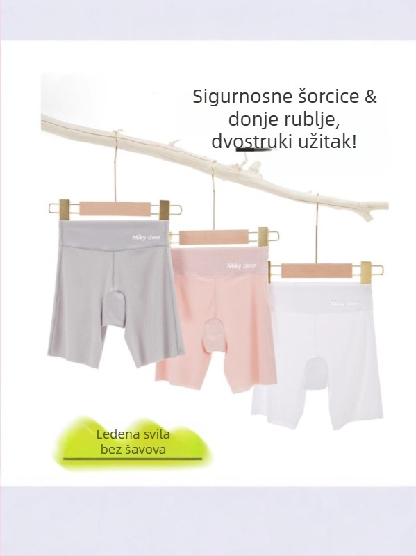 Dječje nylon sigurnosne šortse za ljeto, 3/4 duljine, visokim strukom s elastičnim pojasom, bez otvoru u preponama, sastav 73% najlon, 27% elastan