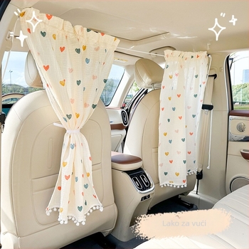 Dvostruko pamučna zavjesa za automobil s motivom medvjeda i zeca za privatnost, zaštitu od sunca i toplinsku izolaciju (tip vješanja)