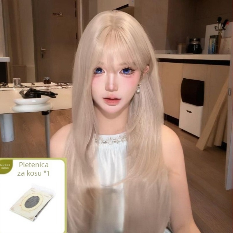 Duga ravna perika s šiškama, prirodni stil, otporna na toplinu, podrijetlo Henan