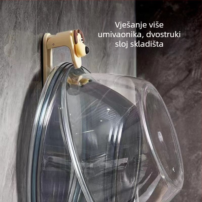 Zidni vješalica za umivaonik s usisnim držačem – bez bušenja, plastični, kupaonica