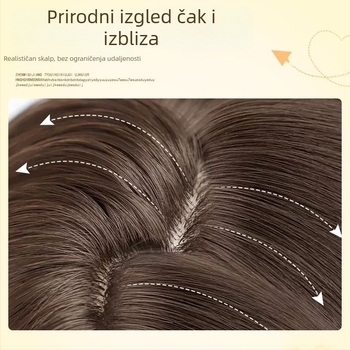 Perika za žene - duga ravna kosa, vlakna visoke temperature, potpuno prekrivanje glave, prirodan stil, šiška s srednjim razdjelom