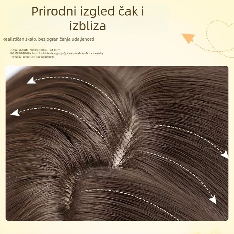 Perika za žene - duga ravna kosa, vlakna visoke temperature, potpuno prekrivanje glave, prirodan stil, šiška s srednjim razdjelom