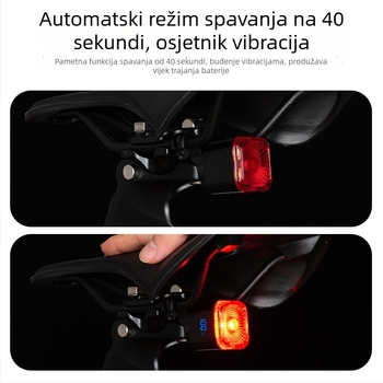 Stražnje svjetlo za bicikl s pametnim detekcijom kočenja, Type-C punjenje, za planinske i cestovne bicikle, svjetlo za noćnu vožnju uz upozorenje