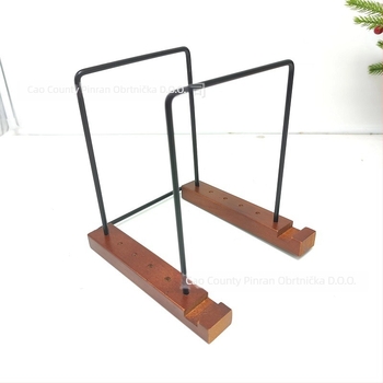 Stalak za vinil ploče s drveno-željeznom konstrukcijom – moderni stolni prikaz, sklopiva nosač, Pinran