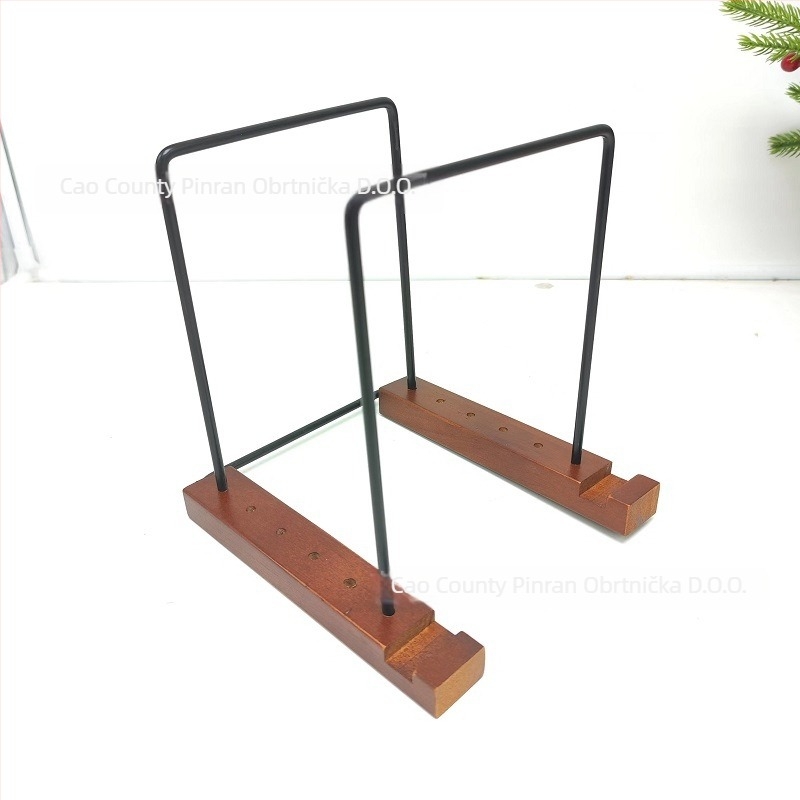 Stalak za vinil ploče s drveno-željeznom konstrukcijom – moderni stolni prikaz, sklopiva nosač, Pinran