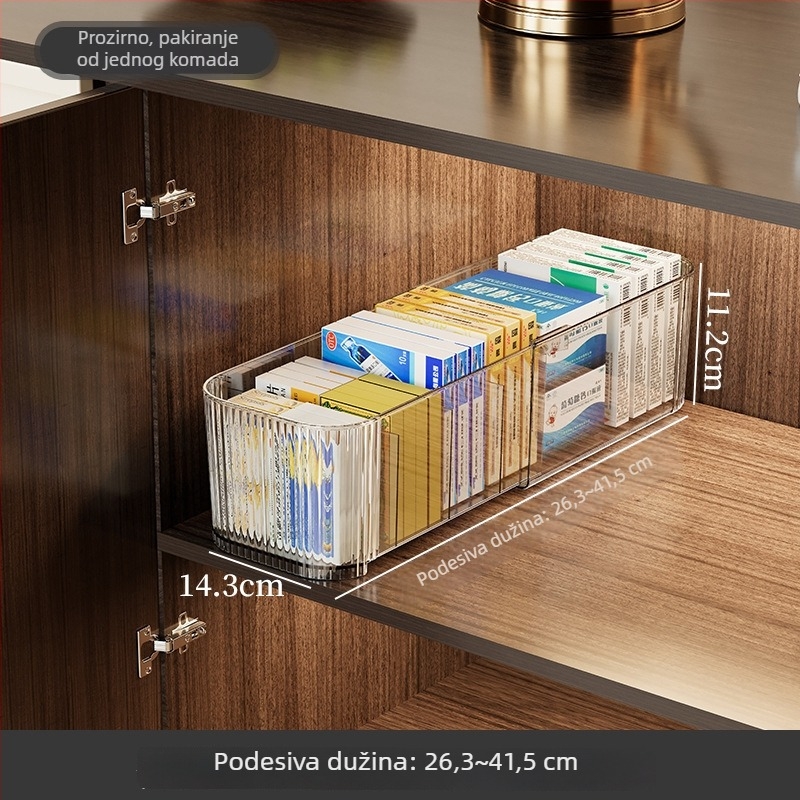 Teleskopska akrilna kutija za pohranu s pregradama, proširiva, kapacitet 2 L