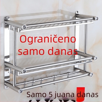 Nerđajući čelični držač ručnika za zidni montažni, s dvostrukim šipkama i trostrukim prostorom za pohranu