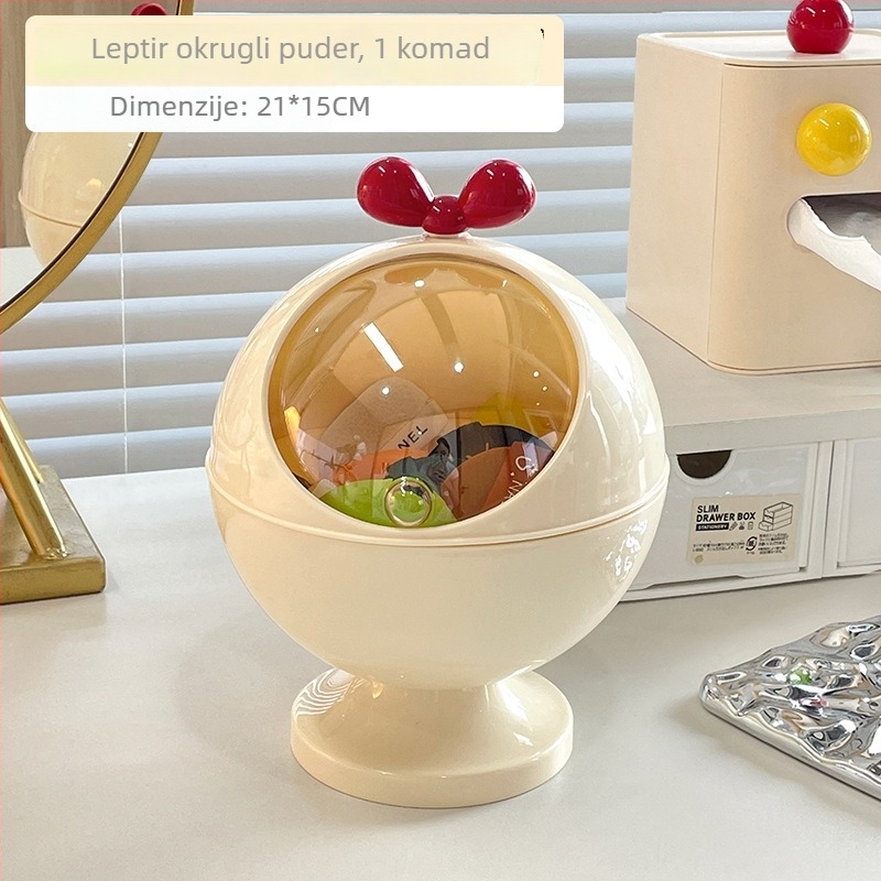 Kutija za pohranu spužvica za puder na stol - otporna na prašinu s poklopcem, plastična, kapacitet 6 L