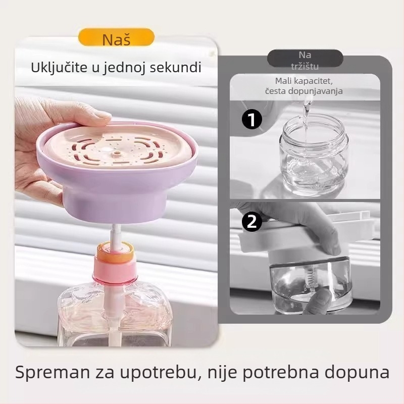 Ručni dozator tekućine za pranje posuđa za sudoperu — kućište od PP-a s silikonim brtvama, težina 90 g, glatka površina, moderan minimalistički dizajn