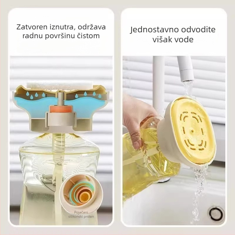 Ručni dozator tekućine za pranje posuđa za sudoperu — kućište od PP-a s silikonim brtvama, težina 90 g, glatka površina, moderan minimalistički dizajn