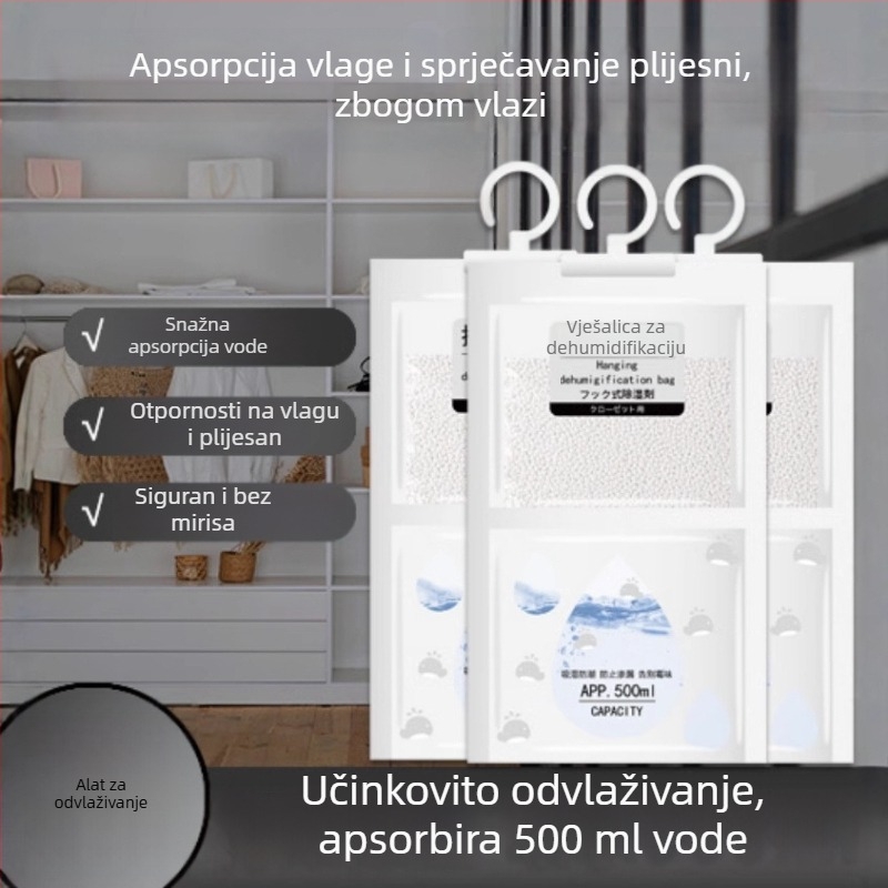 Vješalna vrećica za apsorpciju vlage za unutarnje ormariće i domove – 80 g, bez mirisa, 100 kom./kutija