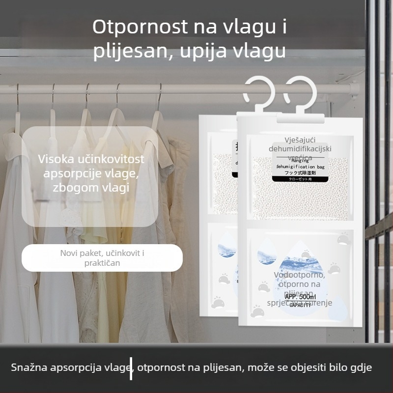 Viseća vrećica za apsorpciju vlage za garderobu i dom – bez mirisa, sušenje i dehumidifikacija, paket od 100 komada