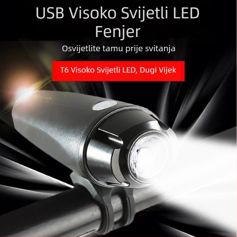 Prednja svjetiljka za bicikl s punjenjem, za noćnu vožnju, jarko svjetlo, osvjetljenje za planinski bicikl