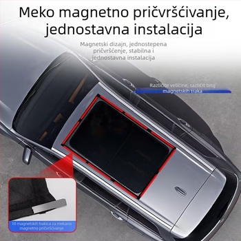 Automobilska mreža protiv komaraca za prozor i krovni prozor – magnetsko pričvršćivanje, poluprozirna mreža, materijal: mreža + mekan magnet, univerzalna kompatibilnost