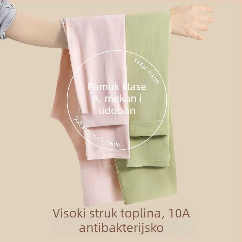 Ženske termo hlače s visokim strukom, 95–100% pamuk, antibakterijske, tople, podrška trbuha, jednodijelne