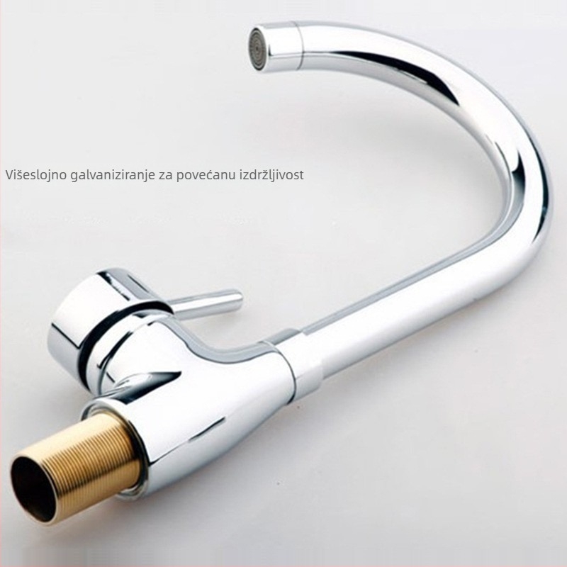 Bakreni kuhinjski miješac s keramičkim disk ventilom, 0–100°C, 1,6 MPa, ugradnja sjedeća