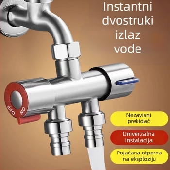 Distribucijski ventil za perilicu rublja – bez demontaže, brzi priključak, 3-puta, 1:2 razdjelnik, nehrđajući čelik, keramički disk