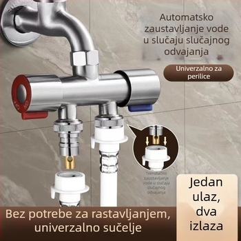 Distribucijski ventil za perilicu rublja – bez demontaže, brzi priključak, 3-puta, 1:2 razdjelnik, nehrđajući čelik, keramički disk
