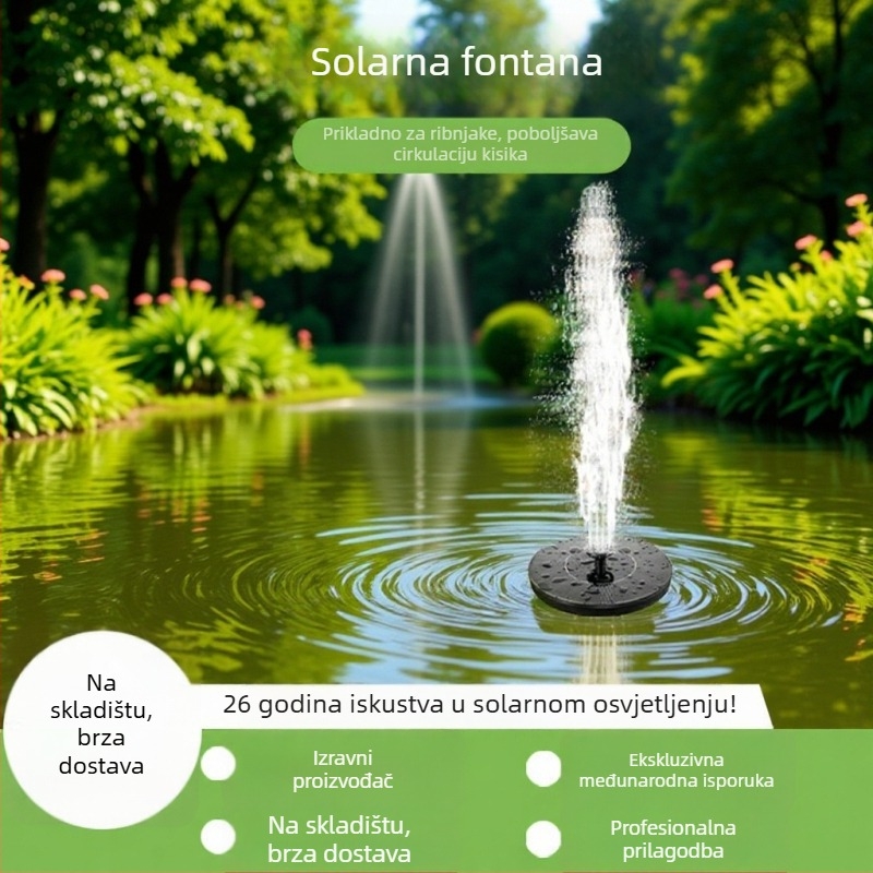 Solarna fontana pumpa za jezero i vrt – kombinirani raspršivač, plutajući vodeni element, vanjska pumpa, Haotu
