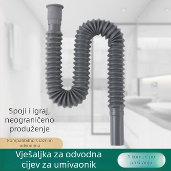 Set odvoda za kuhinjski sudoper, plastični, S-krivulja, povlačni mehanizam, protiv mirisa, s produženjem