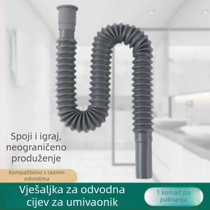 Set odvoda za kuhinjski sudoper, plastični, S-krivulja, povlačni mehanizam, protiv mirisa, s produženjem