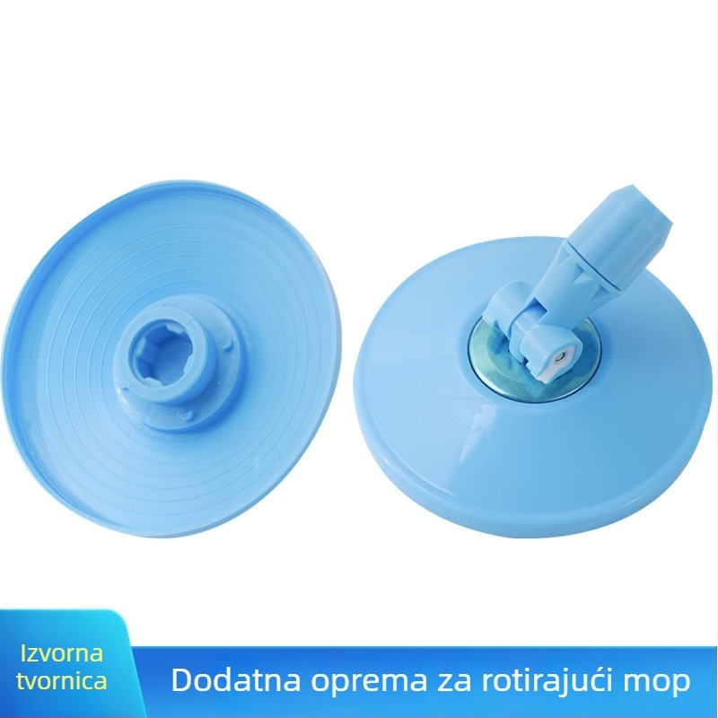 Spin mop s nehrđajućom šipkom; glava od mikrovlakna; metalni koš za iscijeđivanje; postotak iscijeđivanja 70-80%.