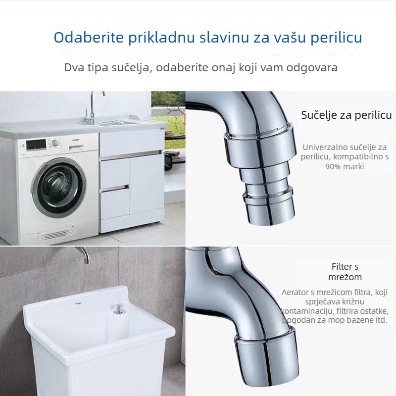 Zidni zaključani slavina za perilicu rublja, brzo otvaranje hladne vode, keramički kartridž, 13 mm ulaz/izlaz, tijelo od cinkove legure, elektroplatirani završetak