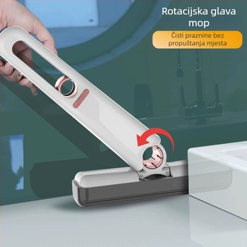 Stolni mini mop — sklopivi, mikrovlakna, teleskopska duljina 295, plastična cijev, nosivost 3 kg, odvod vode 70–80%