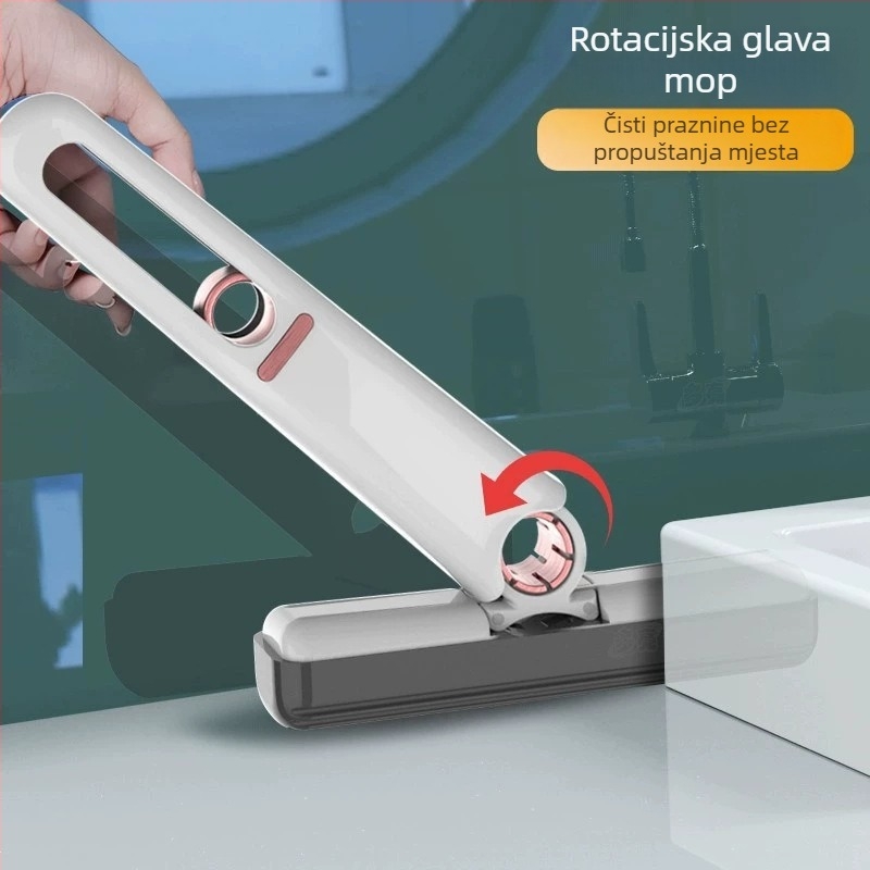 Stolni mini mop — sklopivi, mikrovlakna, teleskopska duljina 295, plastična cijev, nosivost 3 kg, odvod vode 70–80%