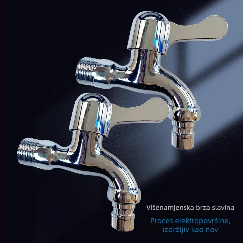 Slavina za perilicu rublja, tijelo od legura, ugrađena u zid, otvaranje ključem, keramički kartični ventil, promjer ulaza/izlaza 15 mm