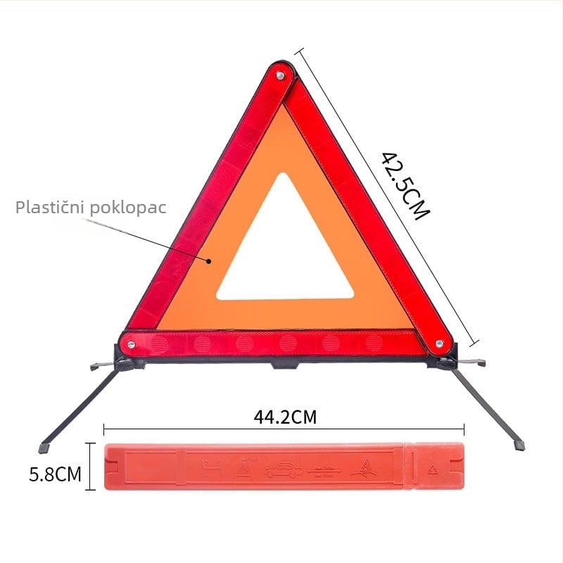 Automobilski tripod sigurnosni znak, reflektirajući, sklopivi, od plastike