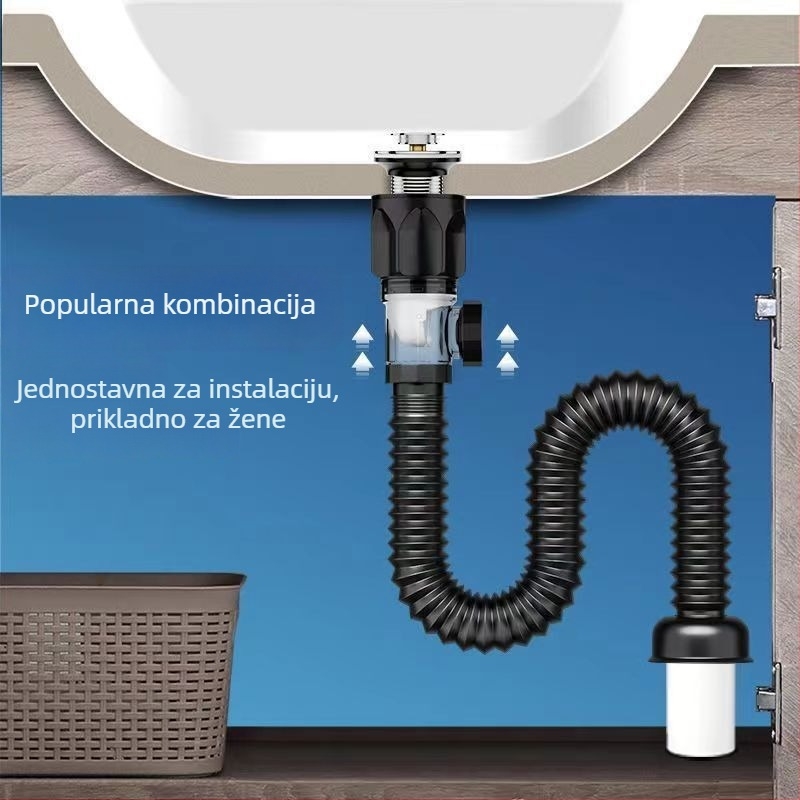 Odvodni priključci za umivaonik – plast PP, S-oblik odvodnje, dodatak za odvod s zaštitom od mirisa i insekata