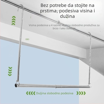Nehrđajući čelična teleskopska šipka za odjeću u garderobu, sklopiva, za spavaću sobu, moderni minimalistički stil