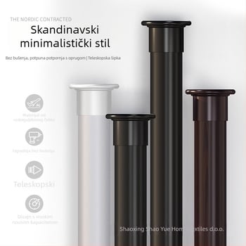 Teleskopska šipka za vješanje odjeće – bez bušenja, za kupaonicu i zavjese, moderni minimalistički dizajn, visokougljični čelik